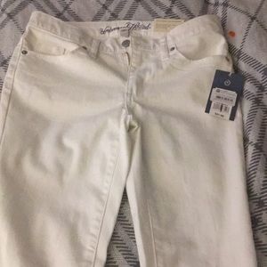 White straight leg jeans